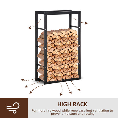 Metal Rust-Resistant Firewood Log Rack Black