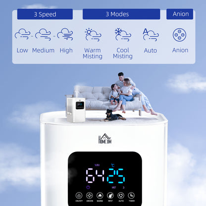 6L Warm Cool Mist Humidifiers for Bedroom, Air Humidifiers with Remote, LED Display, Quiet Operation with Auto Mode, White