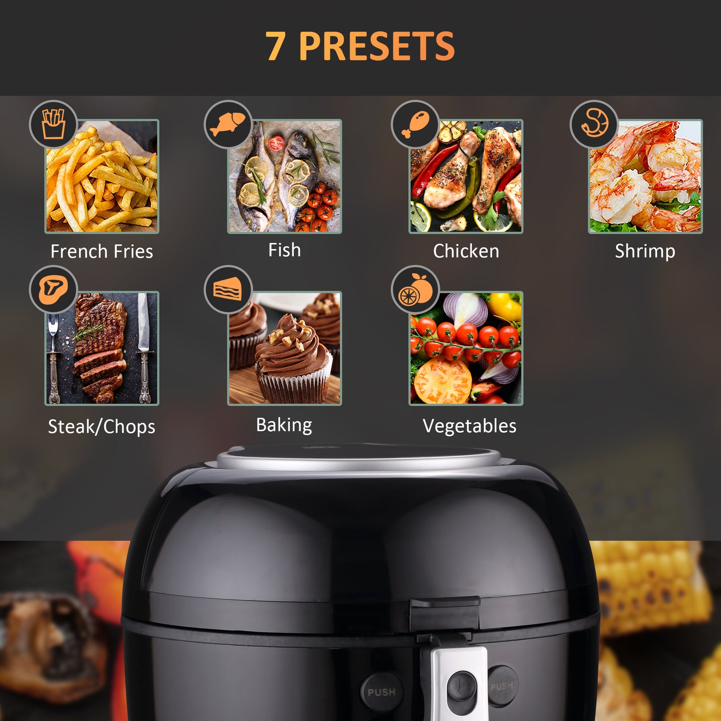 7L Digital Air Fryer Oven with Air Fry, Roast, Broil, Bake, Dehydrate, 7 Presets, Rapid Air Circulation, 1500W