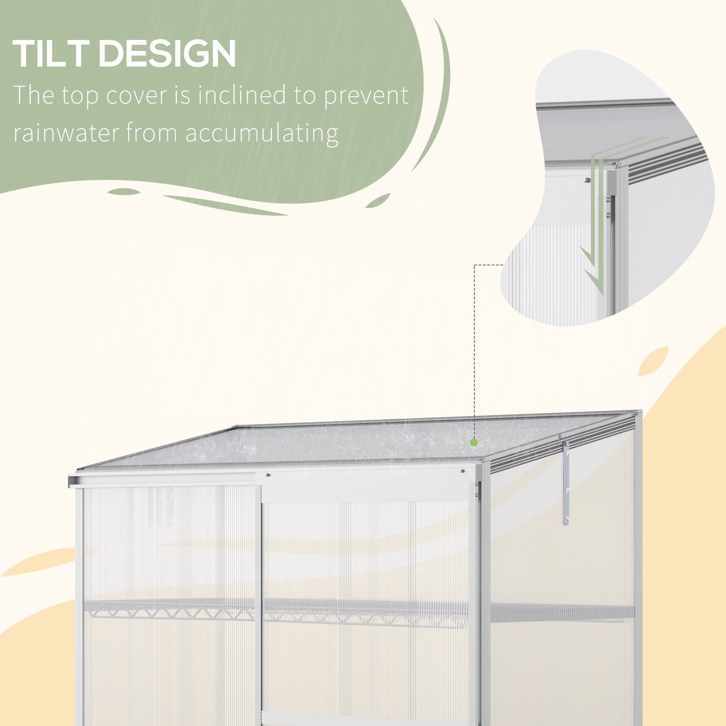 Greenhouse Sun Plate 3-Tier Greenhouse w/ Foundation Aluminum Frame Clear