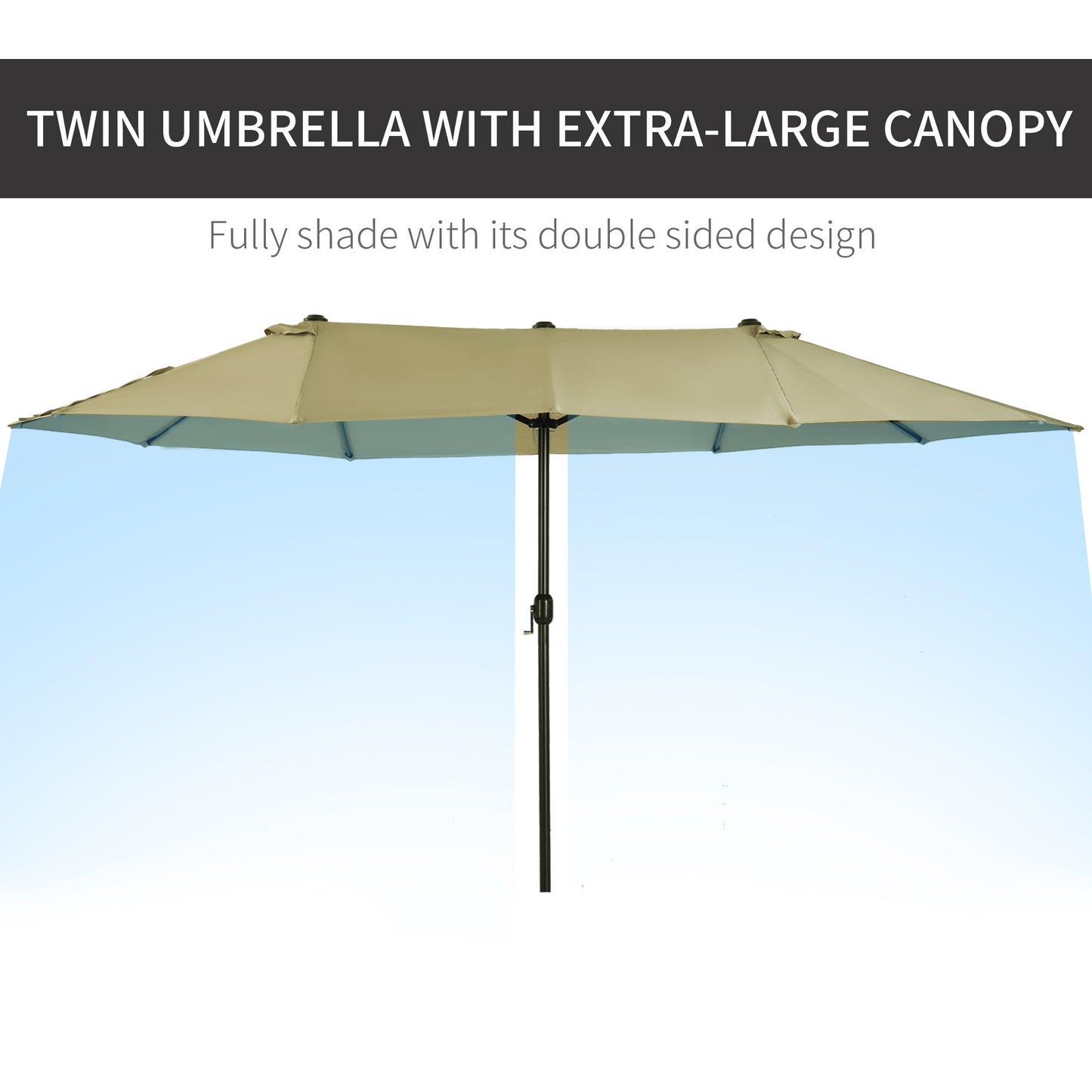 4.6m Double-Sided Patio Parasol Sun Umbrella-Tan