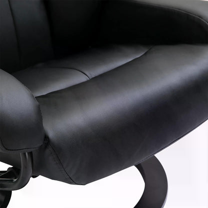 Massage Recliner Armchair, w/ Footstool, Leather, 145° Reclining, 360° Swivel, 10-point Massage, Black