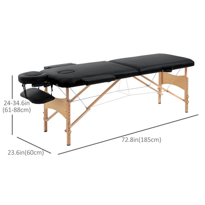 Portable Folding Massage Table, 2 Sections-Black