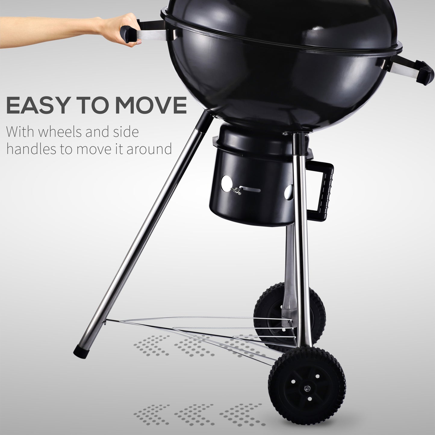 Steel Freestanding Charcoal BBQ Grill w/ Wheels Black