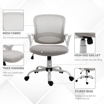 Mesh Study Chair, with Lumbar Back Support Adjustable Height Armrests Grey