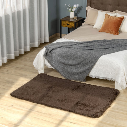 HOMCOM Fluffy Rug, Large Rugs for Living Room, Bedroom, Anti-slip Design 90x150 cm Brown 