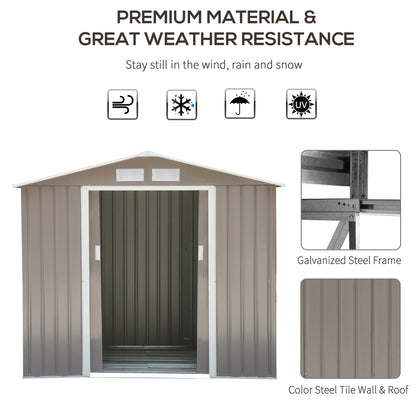 Outdoor Garden Storage, 7ft x 4ft Lockable Polypropylene, w/ Air Vents Steel Grey