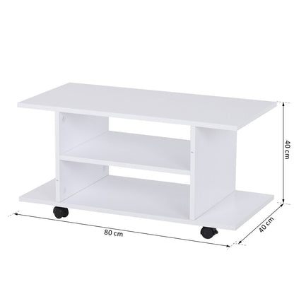 White TV Stand,  Media Cabinet TV Table W/ Shelves -White