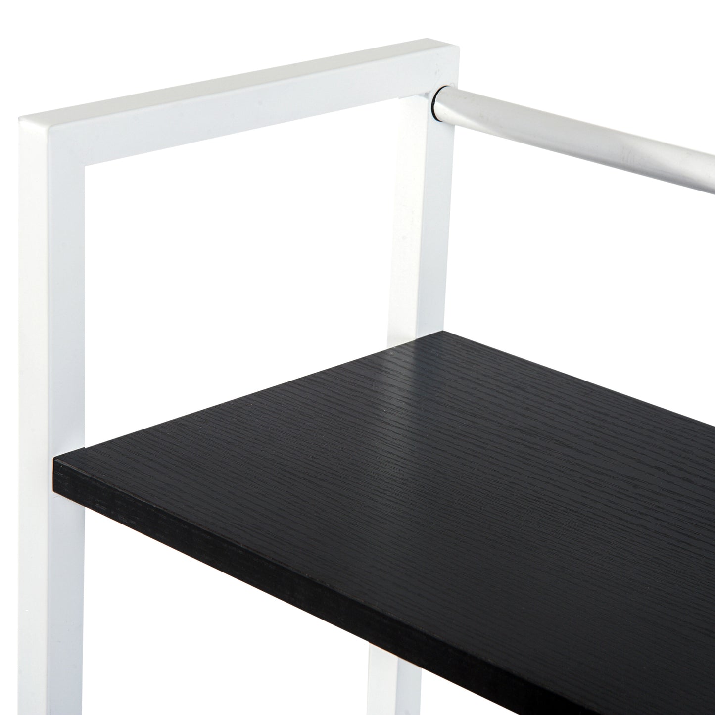 Corner Desk with Storage, Bookshelf, Metal Frame-White/ Black Colour