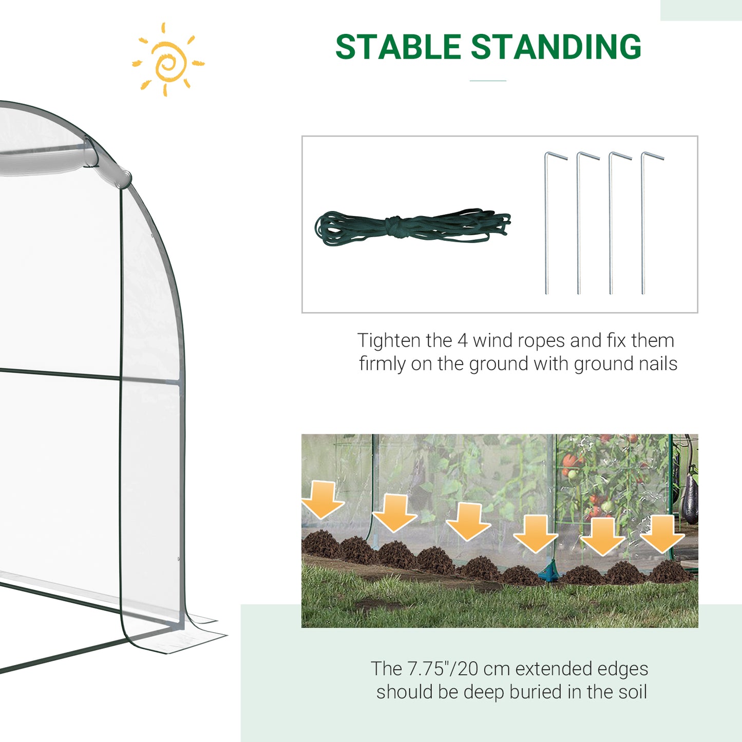 Walk in Transparent Greenhouse, Steel Frame, S size