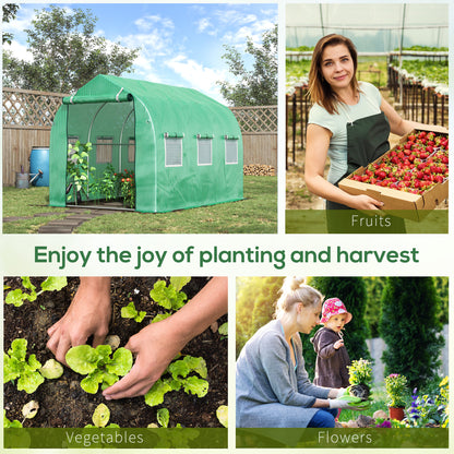 3x2m Polytunnel Walk-in Greenhouse with Windows and Door for Garden-Green