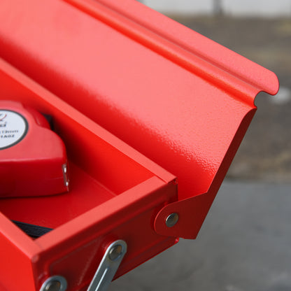 Metal Tool Box 3 Tier 5 Tray Professional Portable Storage Cabinet Workshop Cantilever Toolbox with Carry Handle-Red