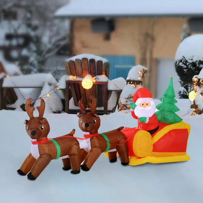 Inflatable Self-inflating Santa Sleigh Reindeer Christmas