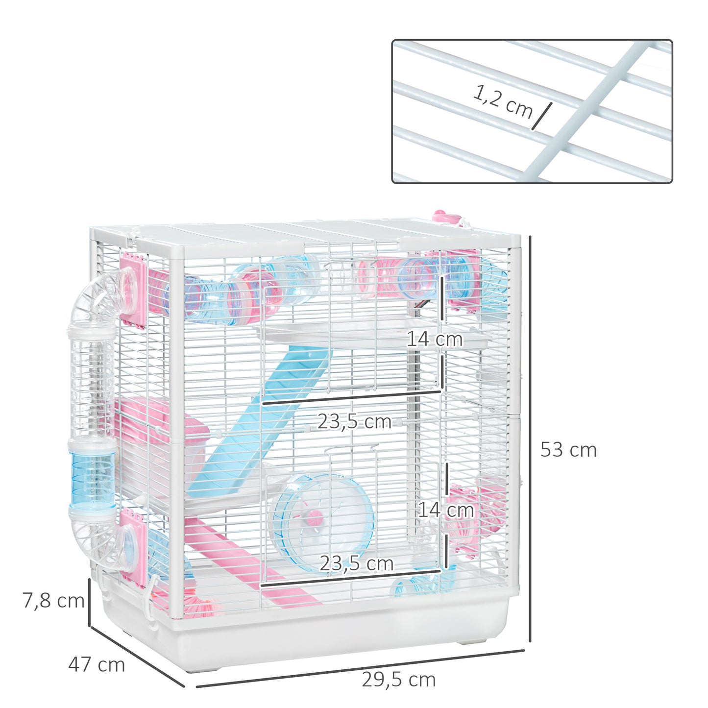 Hamster Cage for Small Rodents, with Tunnel Tube, Exercise Wheel