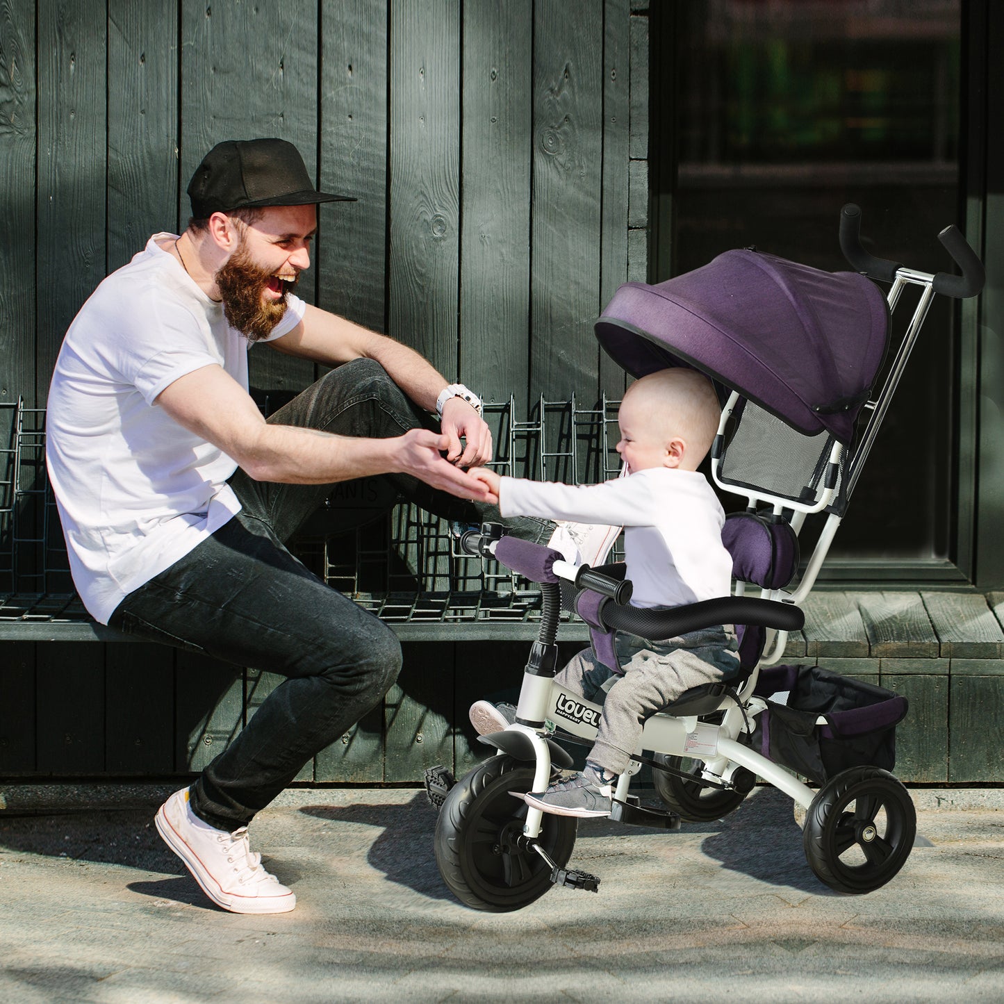 HOMCOM Baby Tricycle W/Handle-White/Purple 