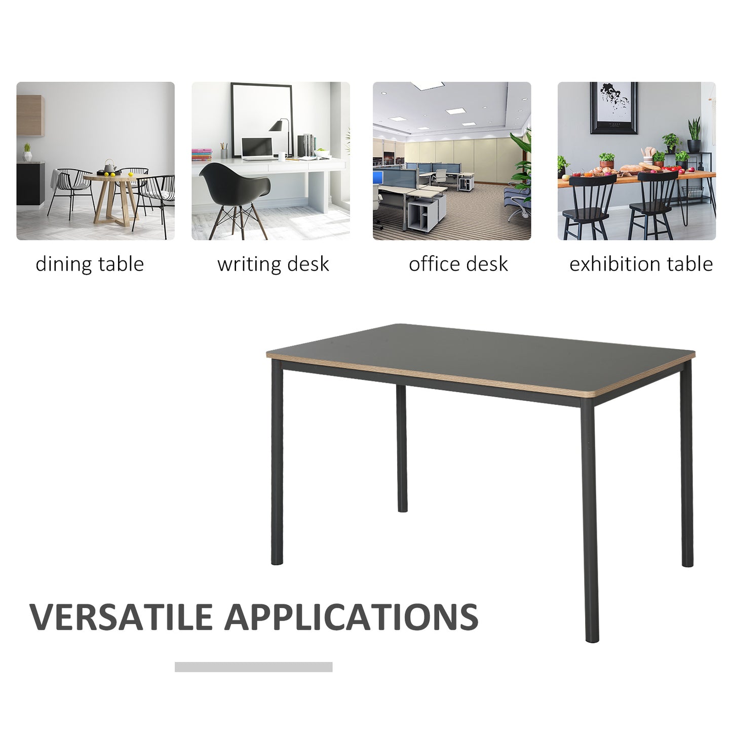 Grey Dining Table, Steel Frame MDF-Top