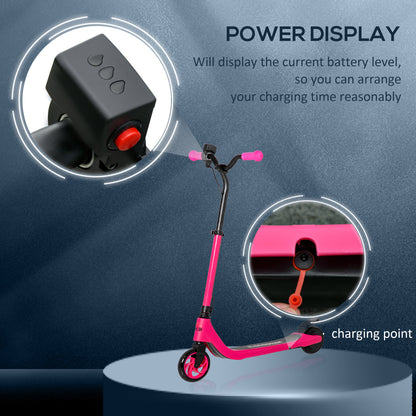 Pink Electric Scooter, 120W Motor E-Scooter w/ Battery Display, Adjustable Height, Rear Brake for Ages 6+ Years