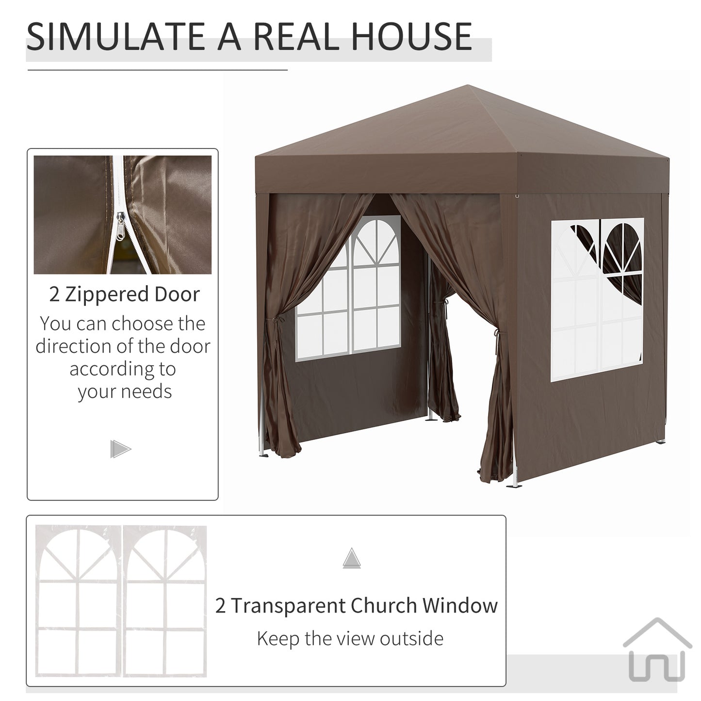 2 x 2m Pop Up Gazebo-Coffee