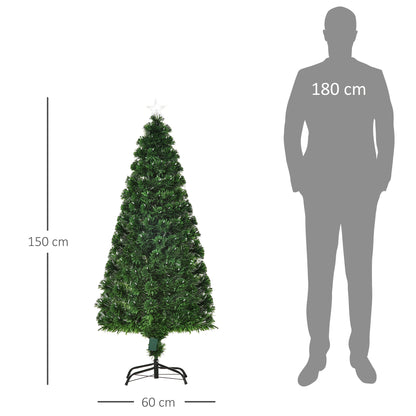 5ft Prelit Christmas Tree, with Solid Metal Base, 170 Branch Tips, LED Lights Home Holiday Decoration