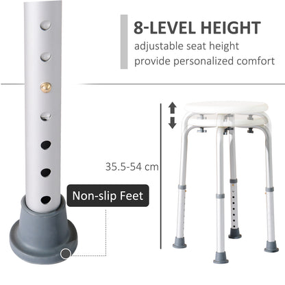 Shower Seat for Elderly, Adjustable Non-Slip, 32.5Wx41Dx35.5-54H cm-Cream White