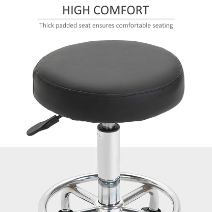 PU Leather Height Adjustable Swivel Salon Stool Black