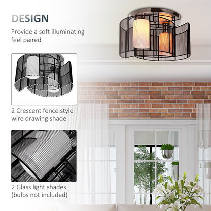 Modern Ceiling Lights for Living Room, Flush Mount, E27 Bulb Lamp for  Home Office -Black