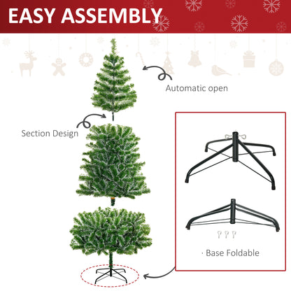 7ft Snowy Christmas Tree, W/ Metal Stand