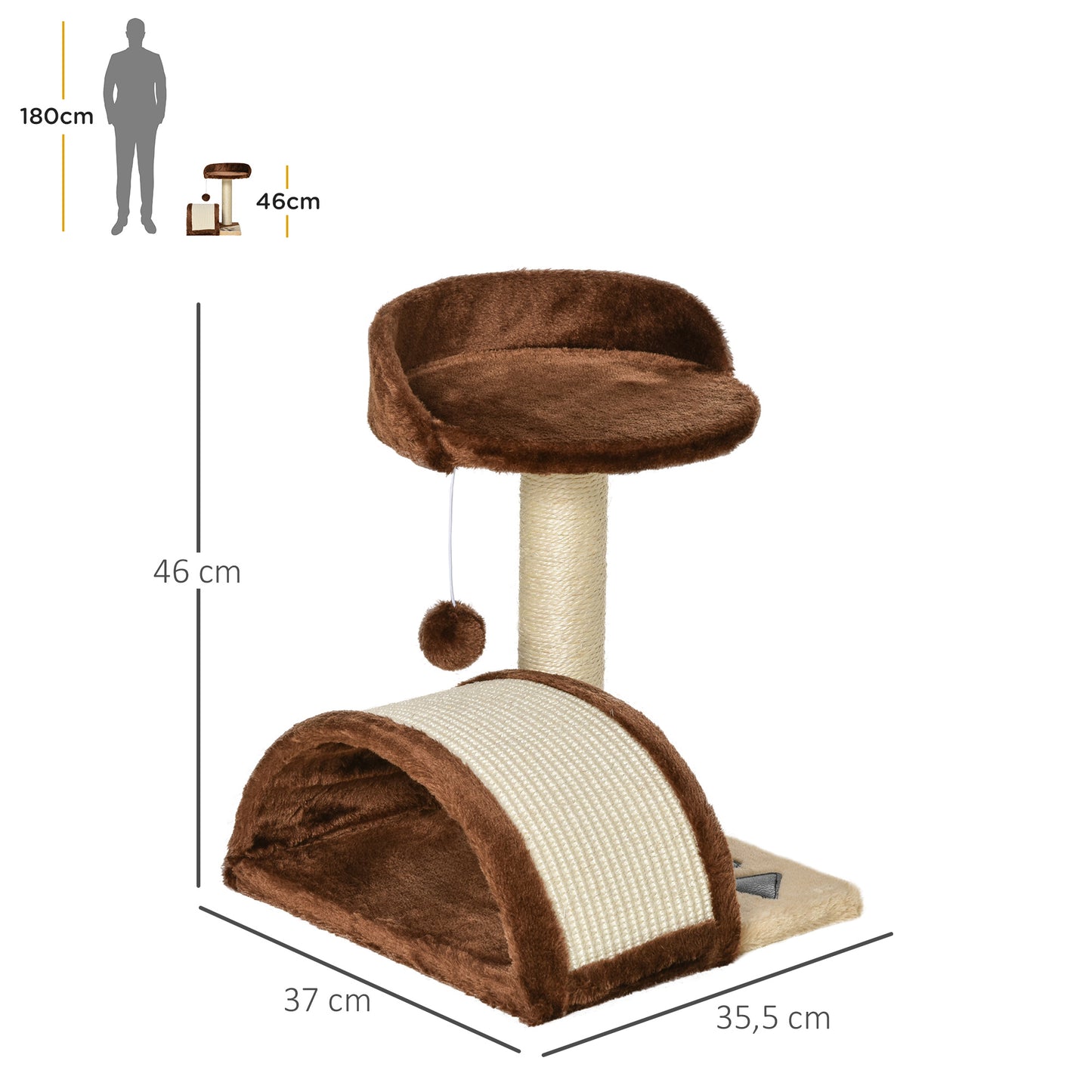 46cm Cat Tree Cat Tower Scratching Post Climbing Tree for Kitten Activity Center Brown