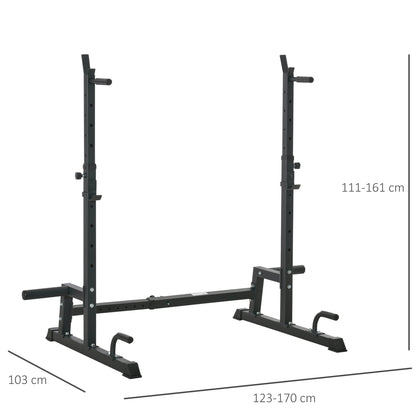 Multi-Function Barbell Squat Rack Stand, Heavy-Duty Strength Training Dumbbell Rack, Height Adjustable Weight Lifting Black