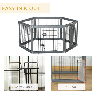 Heavy Duty Pet Playpen, 6 Panels Puppy Play Whelping Pen, Foldable Steel Dog Exercise Fence, with Door, Double Locking Latches