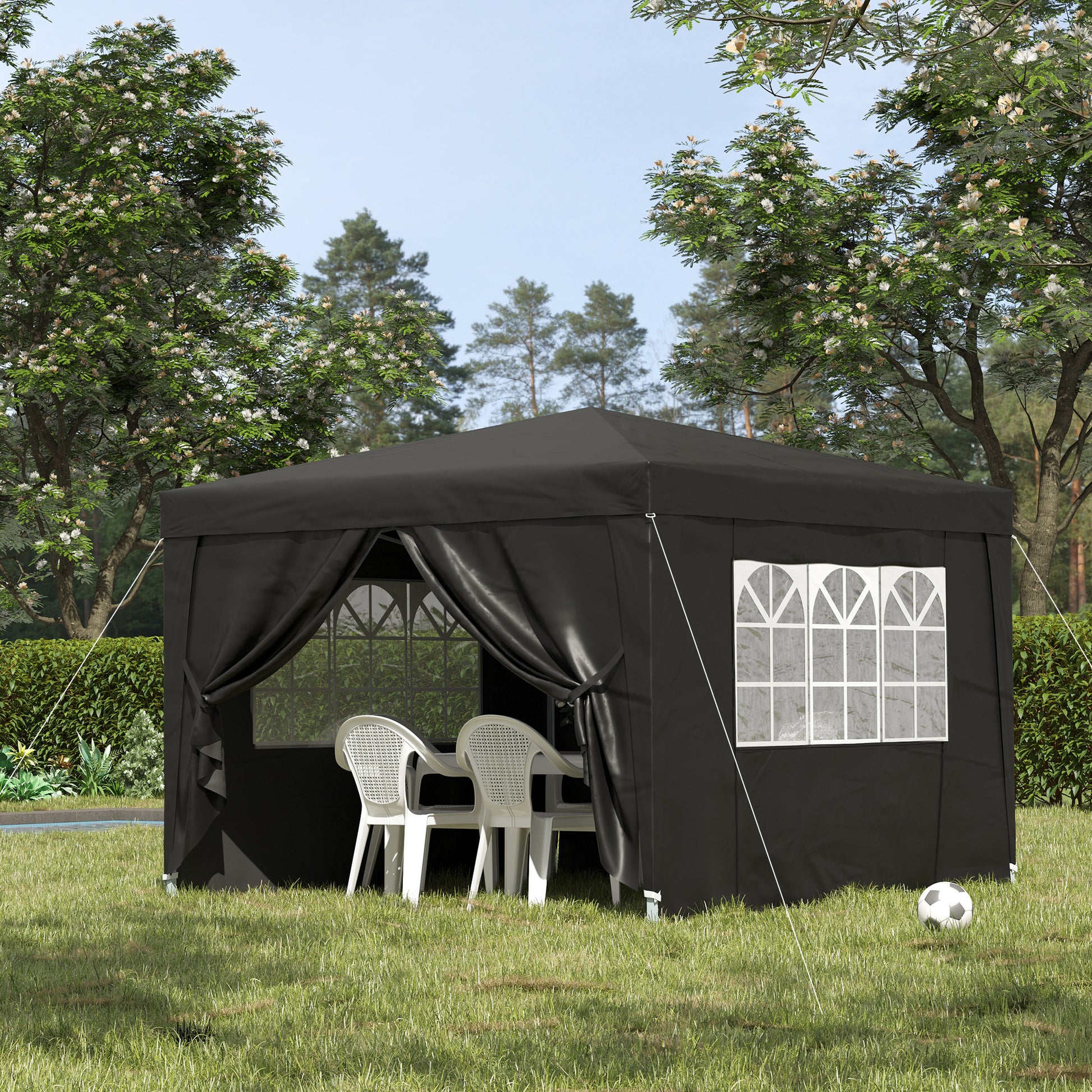 Outsunny Pop Up Gazebo Marquee, 3x3 m-Black