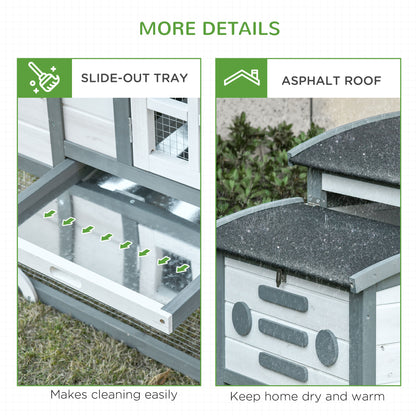 Hen Coop w/ Run Hen House Wooden Poultry Cage w/ Nesting Box Removable Tray Openable Roof Outdoor 140 x 67 x 88.5cm