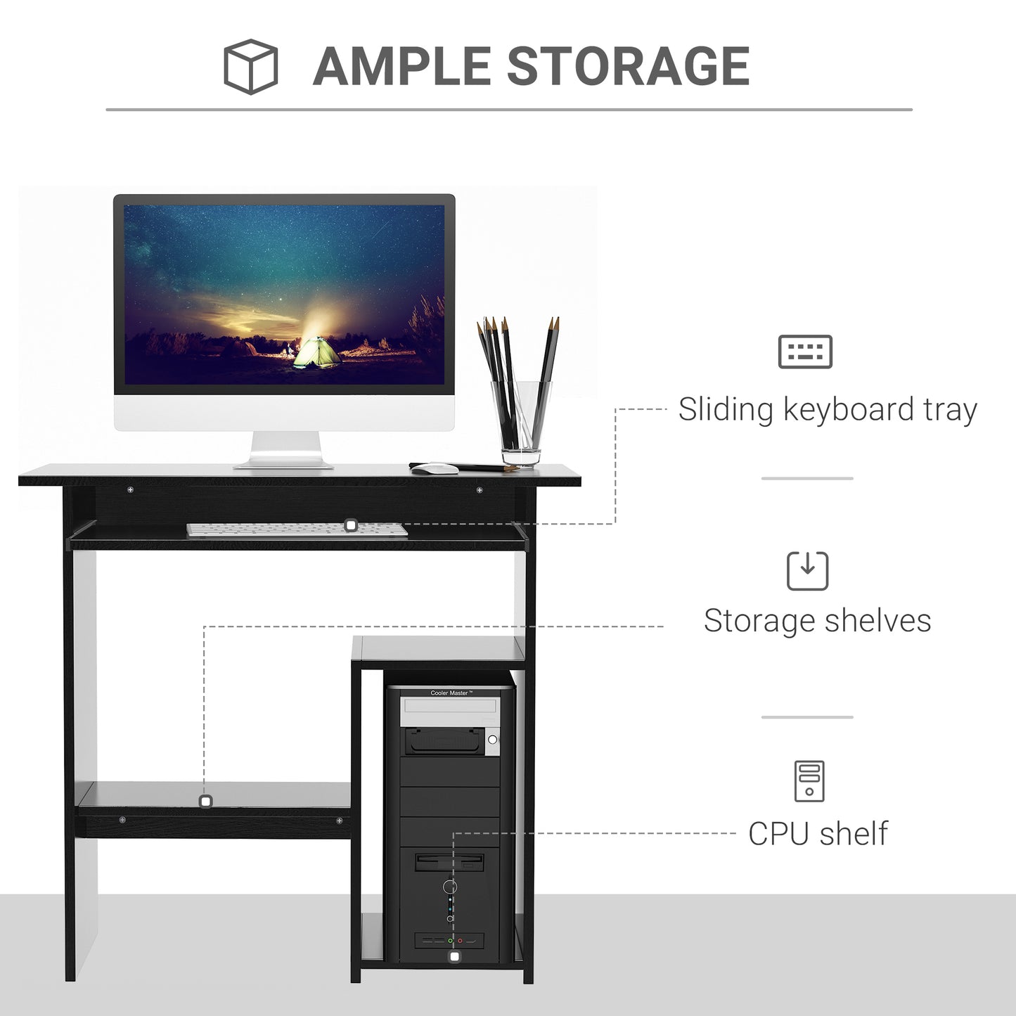 Homcom Wooden Computer Table, Keyboard Tray Storage Shelf Corner Office Desk Study Desks Work From Home Desk