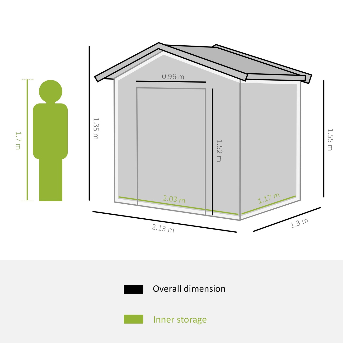 Outdoor Garden Storage, 7ft x 4ft Lockable Polypropylene, w/ Air Vents Steel Grey