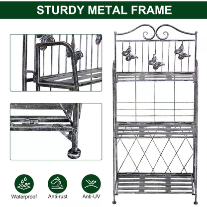 3-Tier Metal Folding Plant Stand Display Rack Bookshelf Unit Outdoor