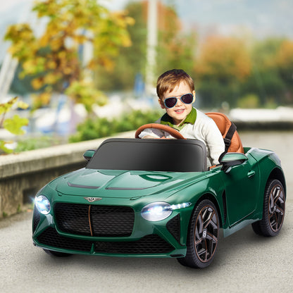 HOMCOM Bentley Bacalar Licensed 12V Electric Ride-on Car w/ Remote Control, Powered Electric Car w/ Portable Battery, Green 