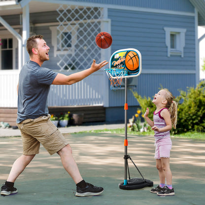 HOMCOM Kids Height Adjustable Aluminium Basketball Hoop Stand w/ Ball