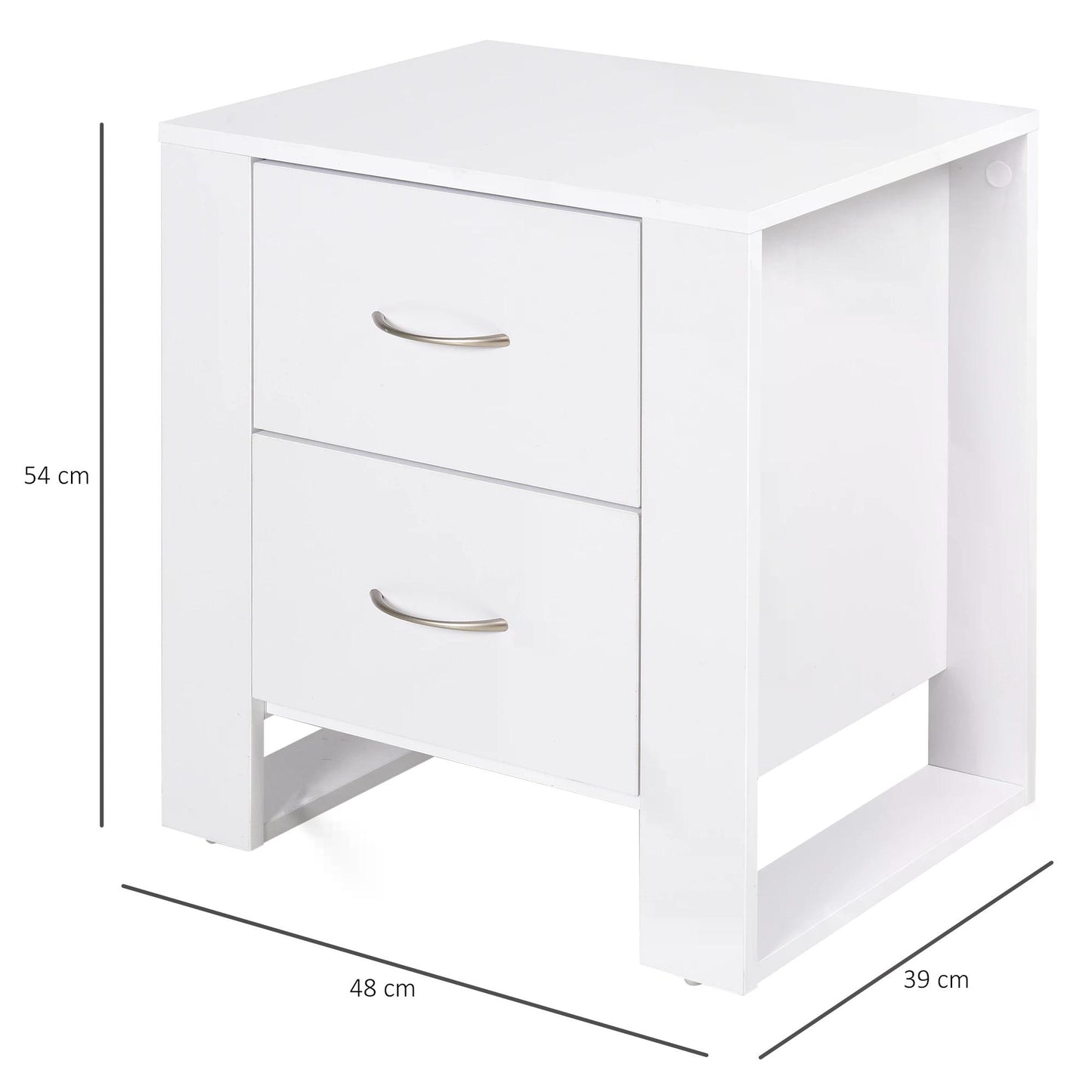 Particle Board 2-Drawer Bedside Table White