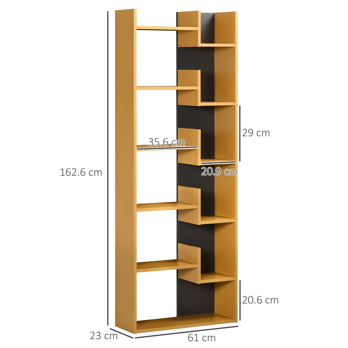 6-Tier Bookshelf, Modern Bookcase with 11 Open Shelves, Freestanding Decorative Storage Shelving for Home Office Natural