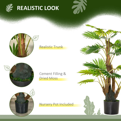 Artificial Tropical Palm Tree Fake Decorative Plant in Nursery Pot for Indoor Outdoor Décor, 135cm