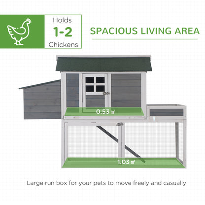 160cm Hen Coop，Wooden, With Garden Box, Run Area, Nesting Box