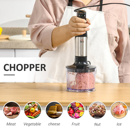 Hand Blender Currys 1000W, 4 In 1 with Measuring Cup, Egg Whisk, Chopper Bowl, Blender for Smoothies