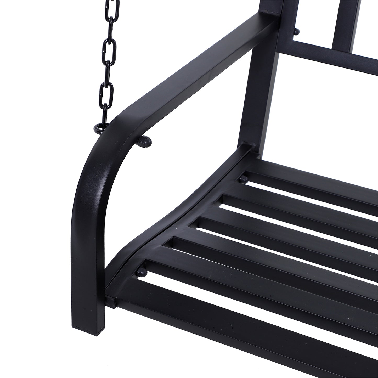 Metal 2-Seater Outdoor Swing Chair Black