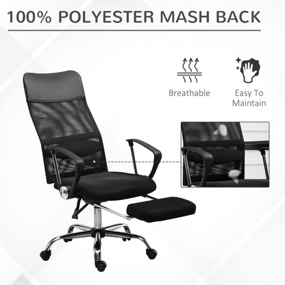 High Back Office Chair Ergonomic Mesh with Footrest Reclining Lumbar Support Headrest Black