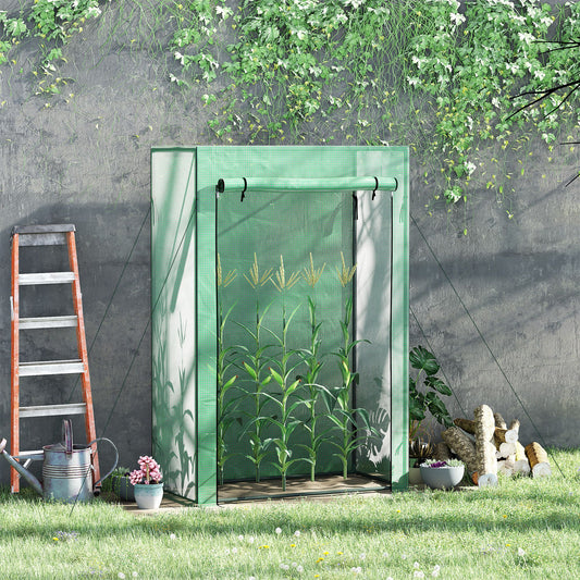 Outsunny 100 x 50 x 150cm Greenhouse Steel Frame PE Cover with Roll-up Door Outdoor for Backyard, Balcony, Garden