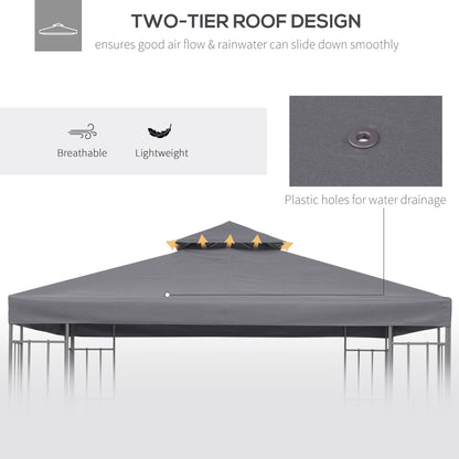 3 x 3(m) Gazebo Canopy Roof Top Replacement Cover Spare Part Deep Grey (TOP ONLY)