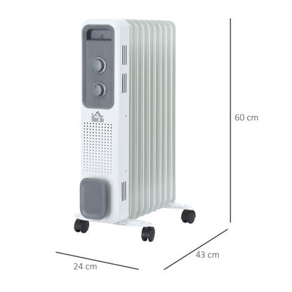 2180W Oil Filled Radiator with Timer, Portable Electric Heater w/3 Heat Settings, Adjustable Thermostat