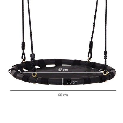 60cm Kids Hanging Tree Swing Nest Seat Metal Frame Backyard Playground Black