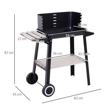 Charcoal BBQ Grill Trolley Barbecue Patio Outdoor Garden Heating Smoker