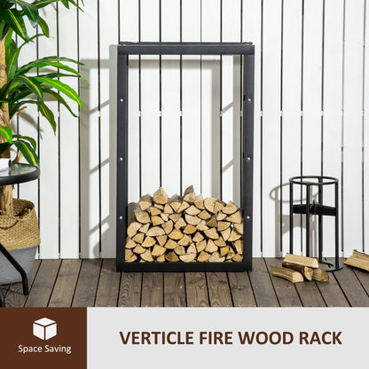 Metal Rust-Resistant Firewood Log Rack Black